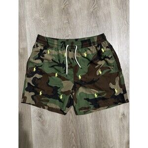 Polo Ralph Lauren Swimwear Trunks Camo Neon Green All Over Logo Mens Size XL